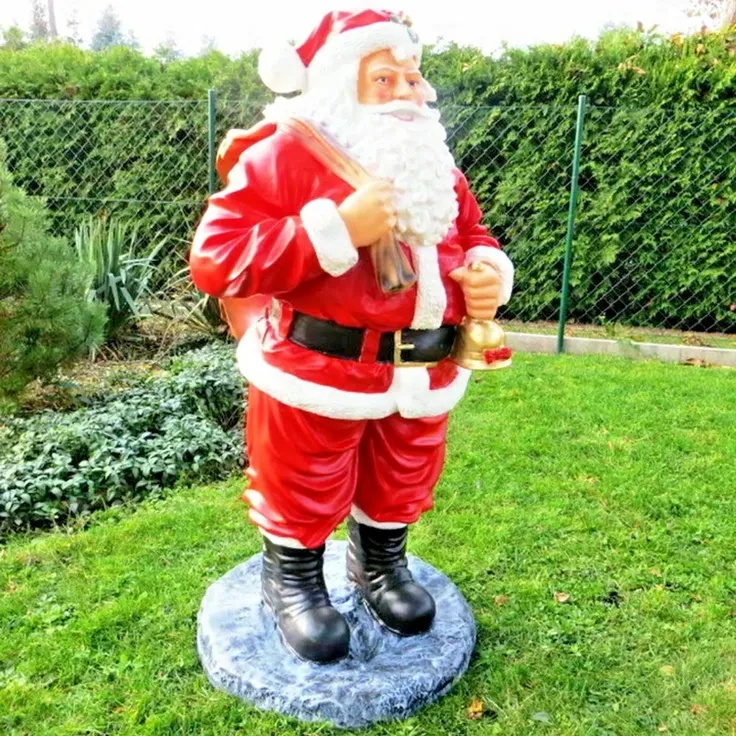XXL Weihnachtsmann 130cm mit Sack und Glocke lebensgross Nikolaus Santa Deko