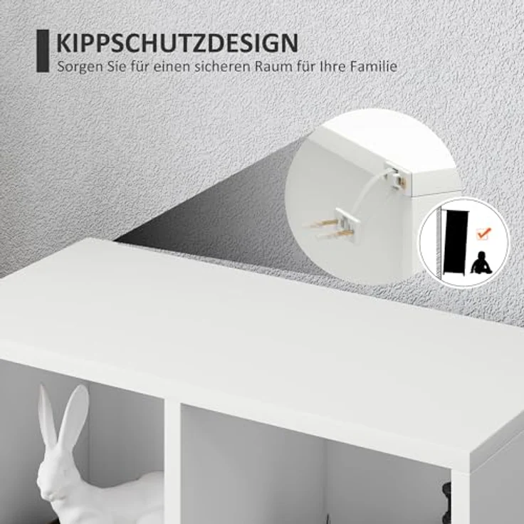 HOMCOM Bücherregal modernes Standregal mit 5 offenen Ablagefächern, freistehendes Ausstellungsregal 1-tlg, 50 x 24 x 80 cm, Weiß – Bild 7