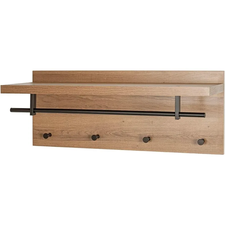HAKU Möbel Wandgarderobe, eiche, schwarz, 75x26 x H 30