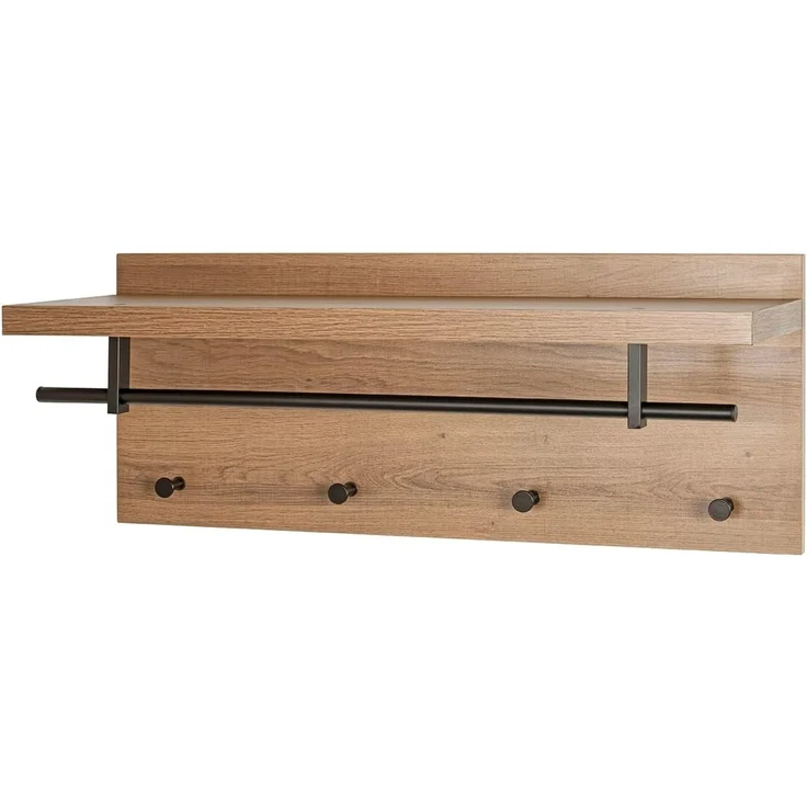 HAKU Möbel Wandgarderobe, eiche, schwarz, 75x26 x H 30 – Bild 1