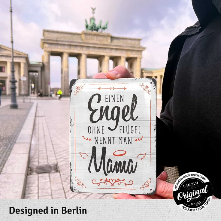 LANOLU Blechschild Engel Mama - 15x20cm – Metall – Weiß – 15150 – Bild 2
