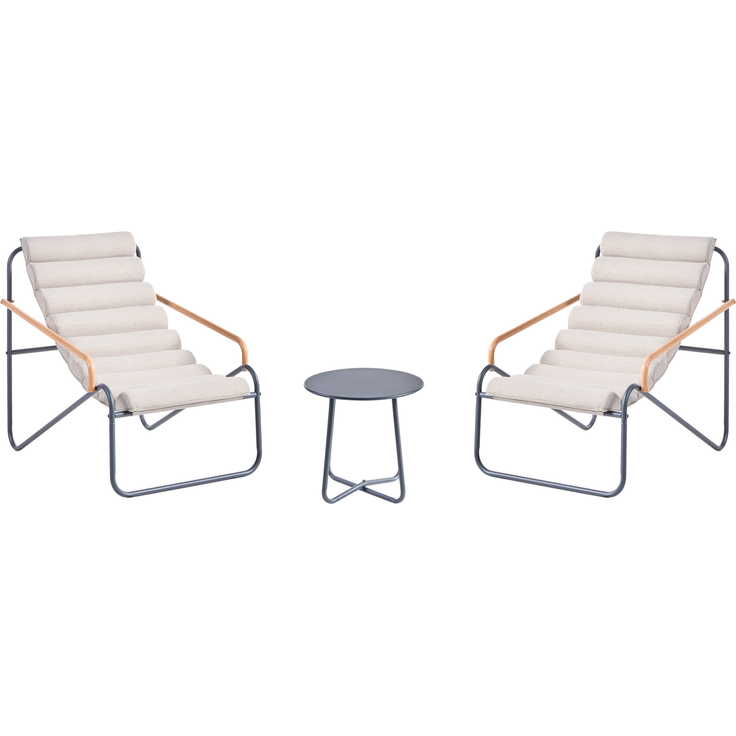 Lounge Set mit Tisch 2-Sitzer PASTO Metall Dunkelgrau