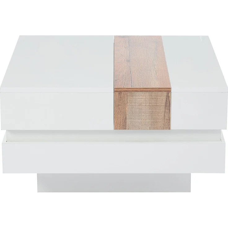 Couchtisch Hochglanz Weiß ausziehbar, 70x70x39 cm, mit Staufächern – Bild 7