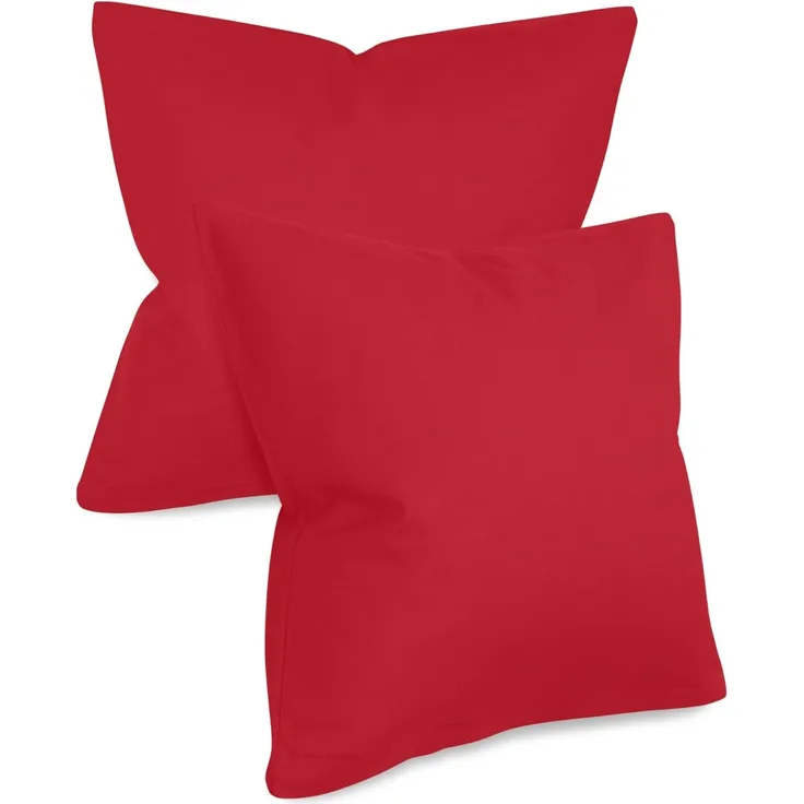 npluseins unifarbene Kissenbezüge im Doppelpack und dezentem Design 1154. 1498, ca. 50x50 cm, rot