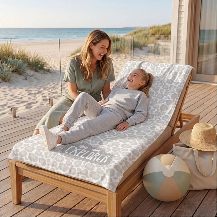 MTOnlinehandel Strandtuch "Fernweh" • Badetuch XXL • 100x200 cm • Schnelltrocknend, Baumwolle & Mikrofaser Mix (1-St), extra groß • weich & saugfähig – Bild 3