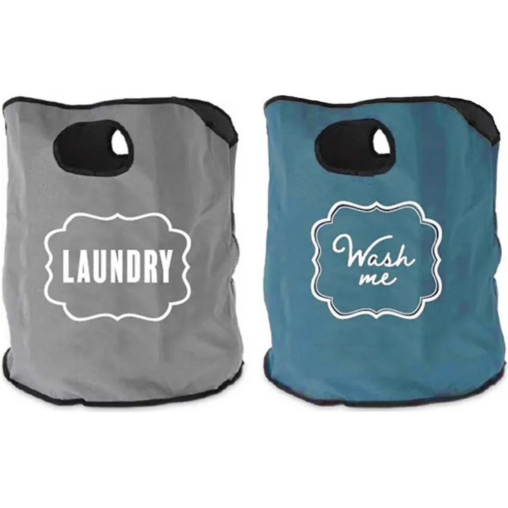 HTI-Living Wäschesack Wäschesack 2er Set Laundry (Set, 2 St, 2 Wäschesäcke mit verschiedenen Motiven), Schmutzwäschebehälter