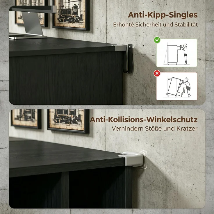 Computerschreibtisch B 126 x T 50 x H 109 cm aus Spanplatte mit 4 offenen Fächern – Bild 7