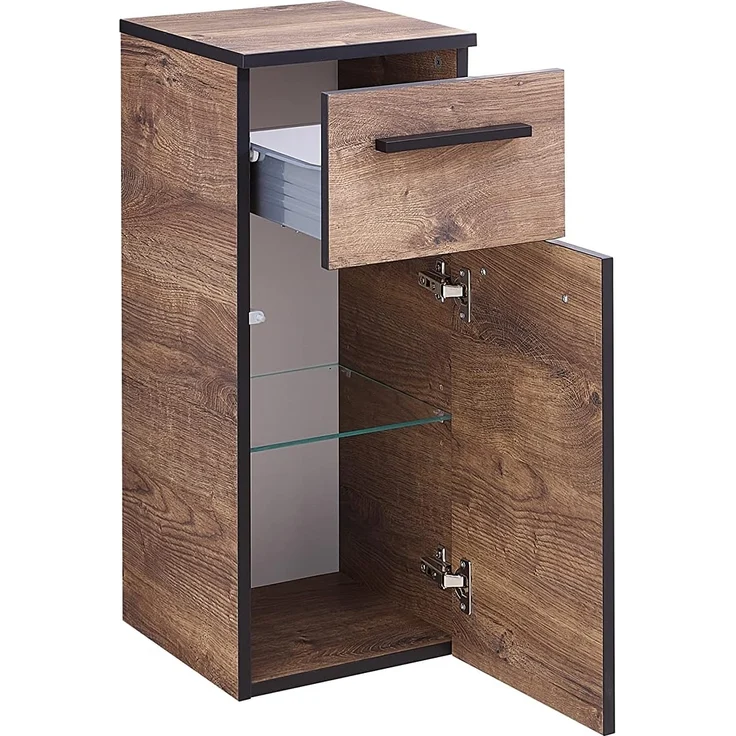 Pelipal Badezimmerschrank Quickset 374 in Eiche Ribbeck quer Nachbildung, 30 cm breit | Halbhoher Midischrank mit 2 Türen, 1 Schubkasten und 3 Einlegeböden – Bild 7