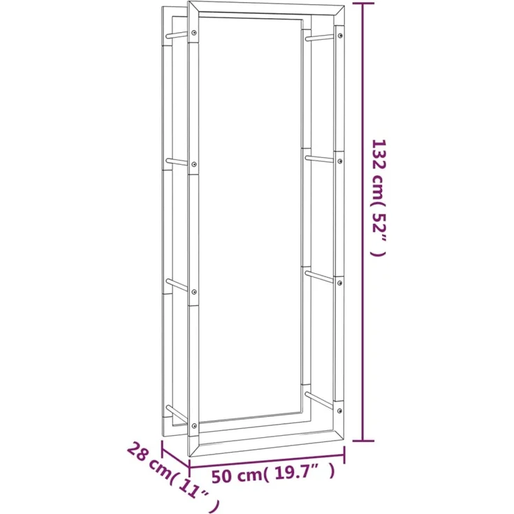 vidaXL Brennholzregal Mattschwarz 50x28x132 cm Stahl 350306 – Bild 6