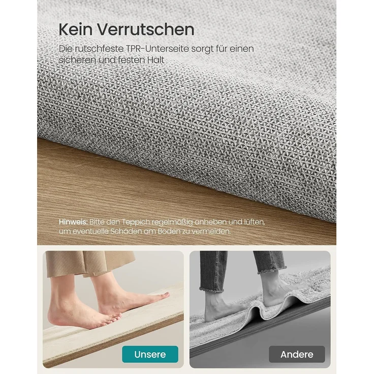 Teppich, 120 x 170 cm, Wohnzimmerteppich, rutschfest, maschinenwaschbar, modern, beige – Bild 5