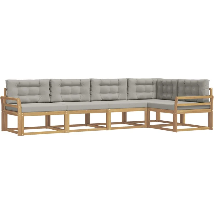 vidaXL Outdoor-Sofagarnitur 5 stk. 5-Sitzer Weiß und Hellgrau 3386445 – Bild 2