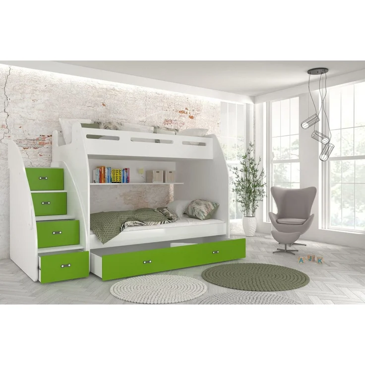 thematys Etagenbett oben 90x200cm, mit Matratze, Grün – Bild 4