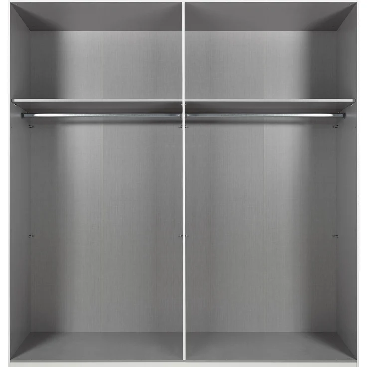 Schwebetürenschrank >Minden< in WEISS + RAW STEEL - 225x208x65cm (BxHxT) – Bild 3