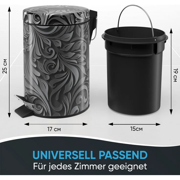 Sanilo Kosmetikeimer Floral, 3 Liter, Bad Mülleimer mit Absenkautomatik & Innenbehälter – Bild 2