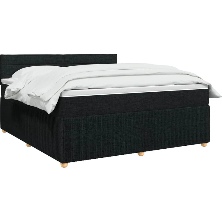 vidaXL Boxspringbett mit Matratze Schwarz 140 x 190 cm Stoff 3451456 – Bild 3
