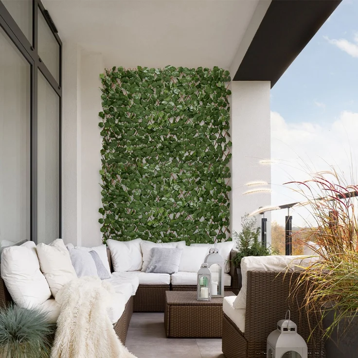 Brixy Künstliche Hecke – ausziehbar – 180 x 90 cm – Künstliche Efeu – Künstliche Pflanzen Für Außen Und Innen – Gefälschte Pflanze – Kunst Efeu – Ausziehbar – Gartenschirm – Balkonbespannung – Bild 2