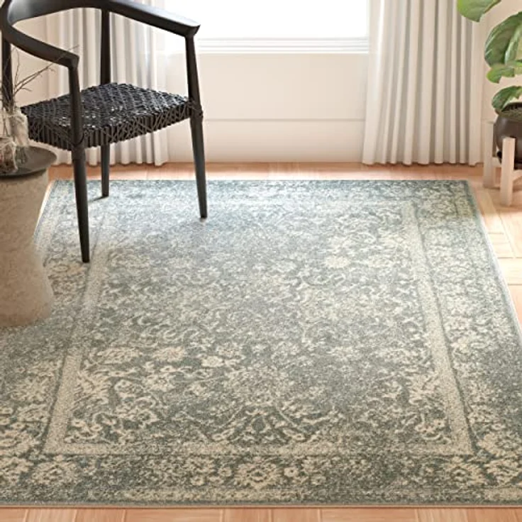 Safavieh Teppich 155x229 cm - Adirondack Collection - Transitional Design, Schiefer & Elfenbein, Pflegeleichte Synthetikmischung, Ideal für Wohnzimmer, Schlafzimmer, Büro – Bild 3