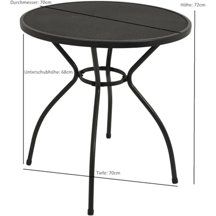 DEGAMO CLASSIC Bistrotisch, Streckmetall, anthrazit, 70cm rund – Bild 2