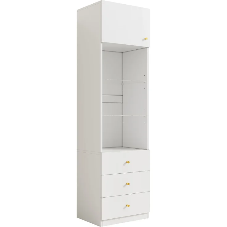 Kleiderschrank-Set, 2-türiger Kleiderschrank + Vitrine, Schlafzimmermöbel-Set, Schlafzimmer-Aufbewahrungsmöbel, Lack-Kleiderschrank + Aufbewahrungsschrank, Weißes Möbel-Set,80×50×200 cm,50×40×180 cm--Weiß--62.51x54x17.3cm--YOUDENOVA – Bild 8