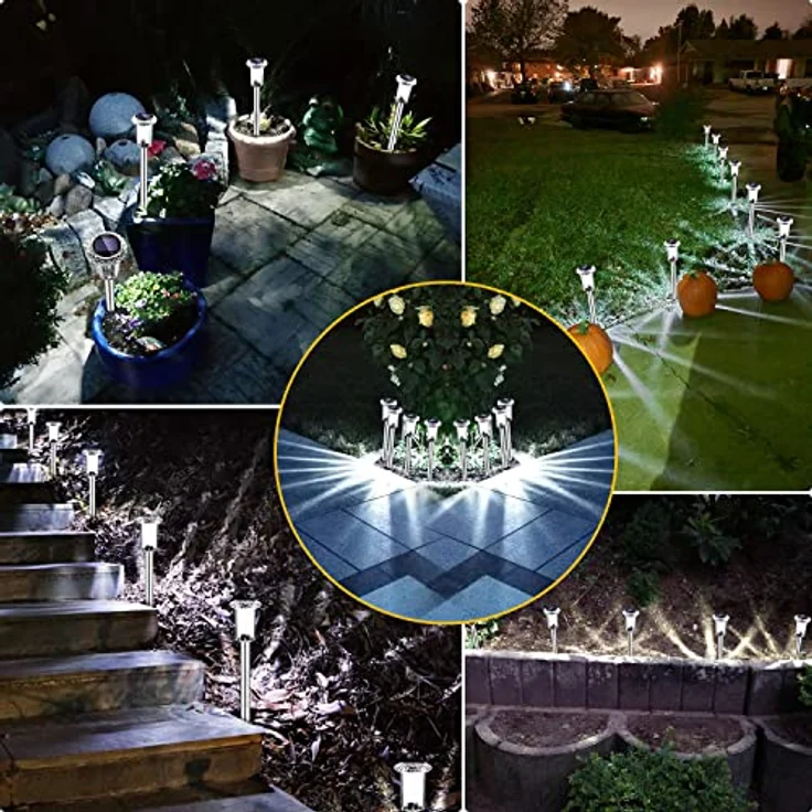 Solarleuchten für Außen, [6 Stück] Solarlampen Garten Außen Kaltes Weiß,IP65 Wasserdicht Kabellos LED Gartenleuchten für Garten,Balkon,Auffahrt,Weg, Bäume,Rasen, Sträucher – Bild 8