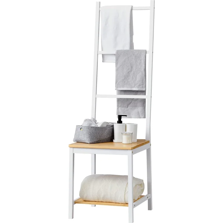 [en. casa] 'Juuka' Herrendiener, Bambus natur/weiß, 133 x 40 x 42 cm – Bild 2