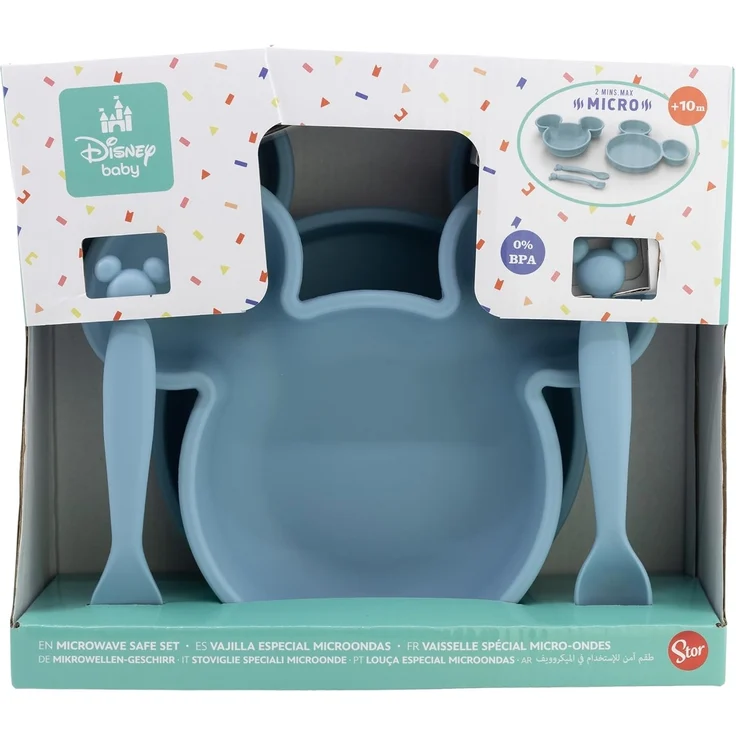 Disney Mickey Mouse Kindergeschirr-Set Kindergeschirr-Set 4-teilig – Teller, Schale & Besteck in Geschenkbox (4-tlg) – Bild 2