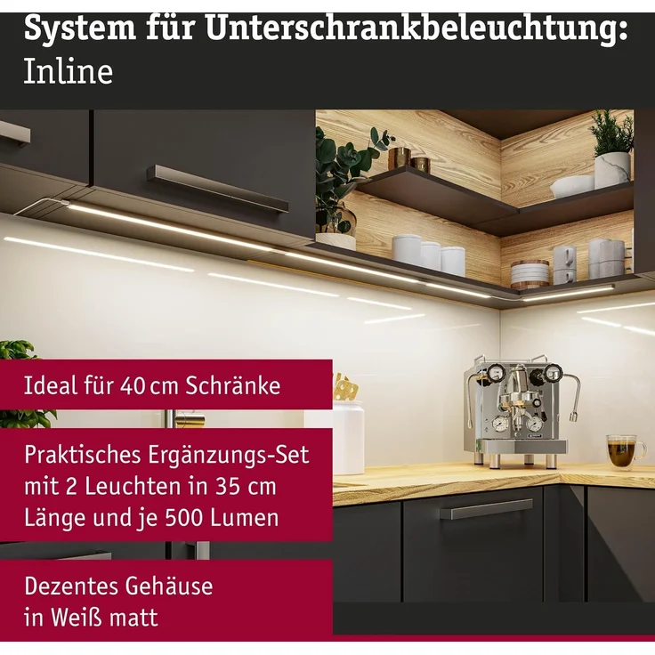 Paulmann 98615 LED Unterschrankleuchte Inline Erweiterung 2er-Set 35cm tunable white weiß – Bild 2