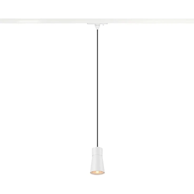 SLV PURI 2.0 Cone, 1~ Pendelleuchte, GU10, Pendellänge 200cm, 1x max. 6W, weiß - Leuchten mit 1 Phasen Adapter