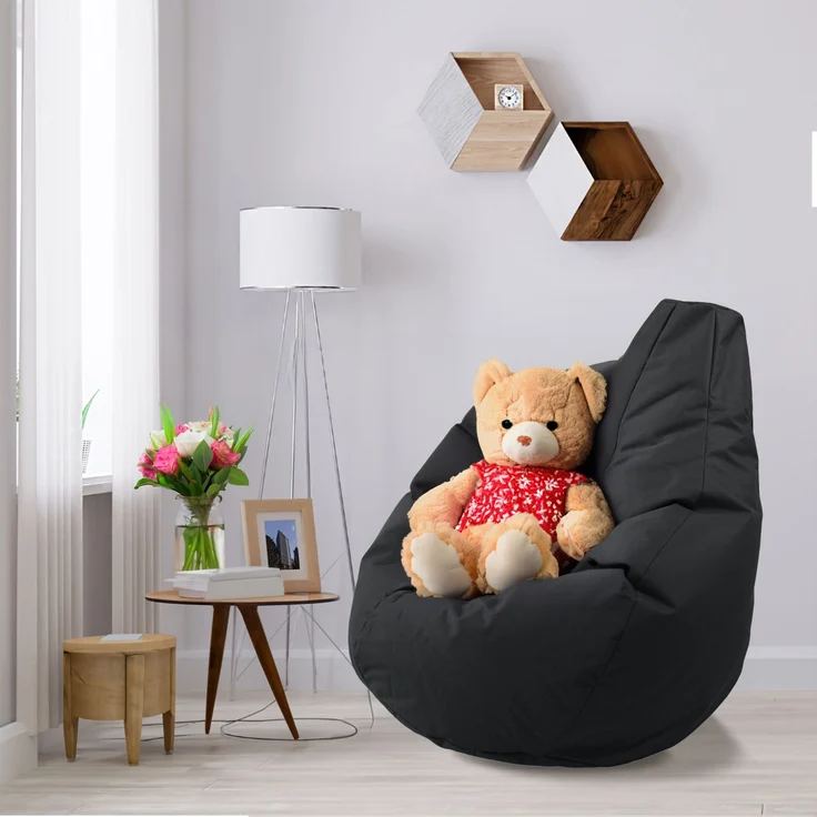 AD. CON Outdoor Gamer Sitzsack mit Füllung Puff Relax-Sessel Sitzkissen Bodenkissen Bean Bag 100x90x95cm 225L Schwarz – Bild 7