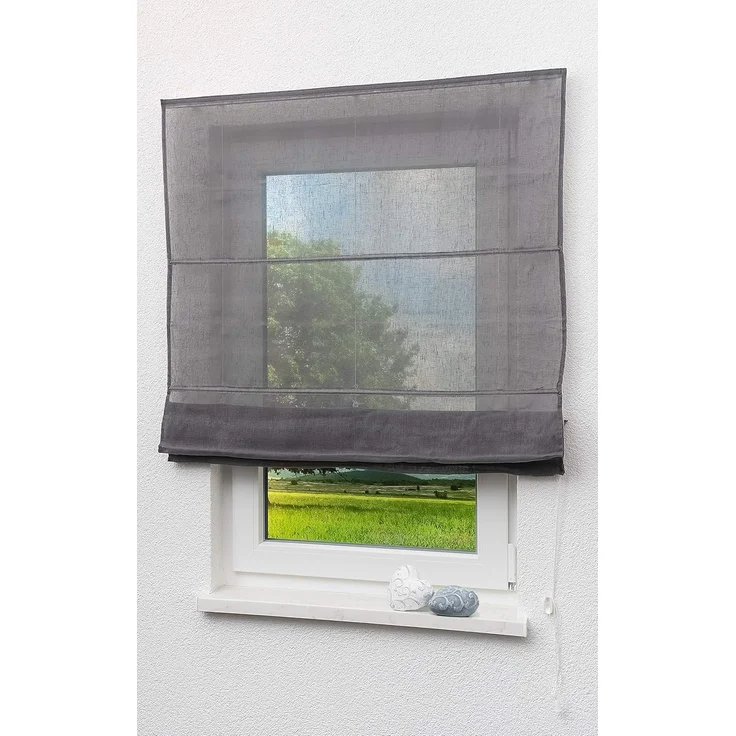 Lysel Outlet Raffrollo grau, transparent mit Schnurzug (B x H) 140cm * 170cm – Bild 2