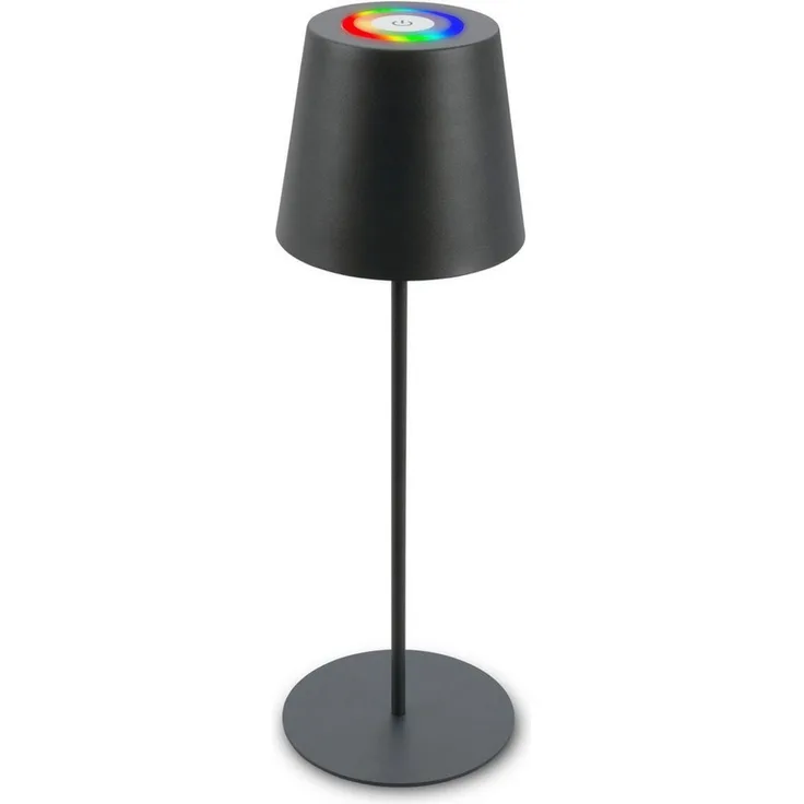 BRILONER - LED Tischlampe kabellos mit Touch, buntes RGB+W Licht, höhenverstellbar, Nachttischlampe, Leselampe, LED lampe, Campinglampe, Tischleuchte, Akku Lampe, Outdoor, 36x10,5 cm, Anthrazit