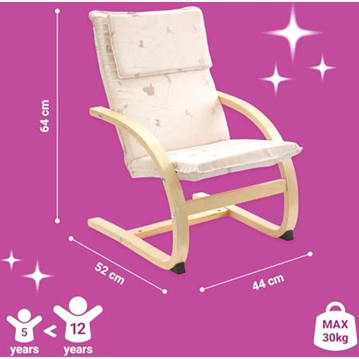 Disney Prinzessin Kindersessel, Gestell aus natürlichem Birkenfurnier, trägt bis 30 kg, klein, hellrosa – Bild 4