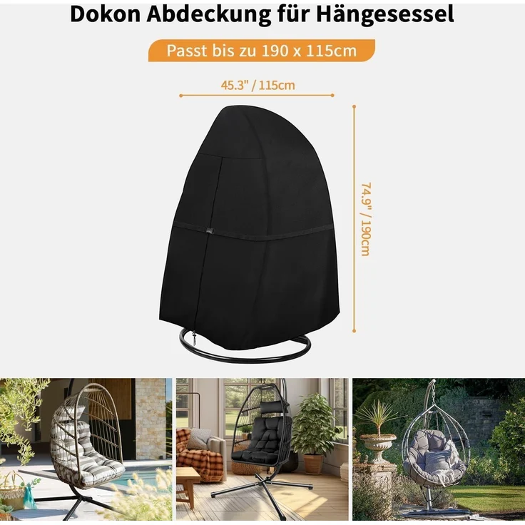 Dokon Hängesessel Abdeckung 600D Oxford Gewebe 190x115cm – Bild 2