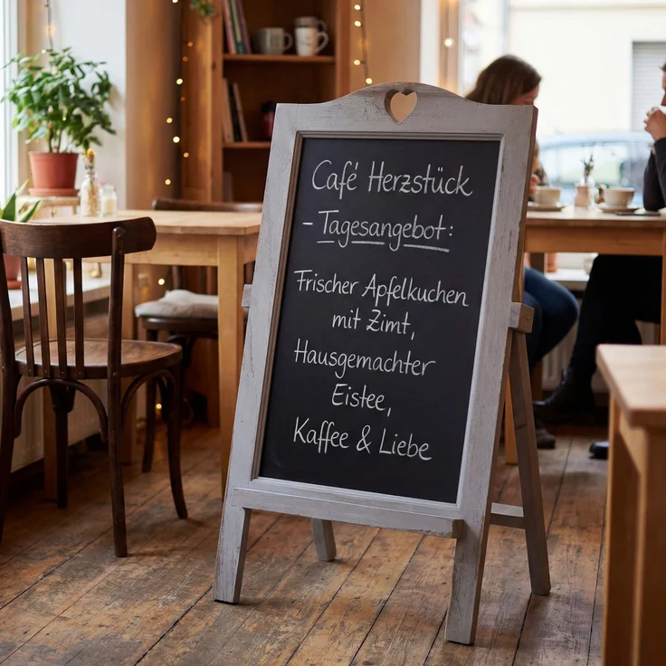Werbetafel HWC-E51, Aufsteller Kreidetafel, 66 x 37 x 27 cm Shabby-Look Vintage ~ grau – Bild 1