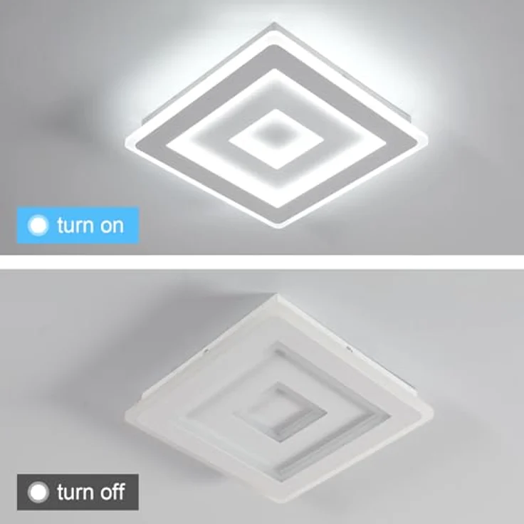 Comely LED Deckenleuchte Quadrat, 28cm 36W Moderne Deckenlampe Quadratisch Weiß LED Deckenbeleuchtung für Schlafzimmer, Wohnzimmer, Flur, Kaltweißes Licht 6500K – Bild 7