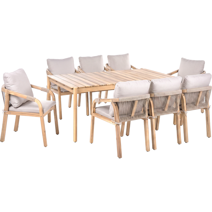 Gartenmöbel Set 8-Sitzer MANADO SUMBA Hellbraun Akazienholz