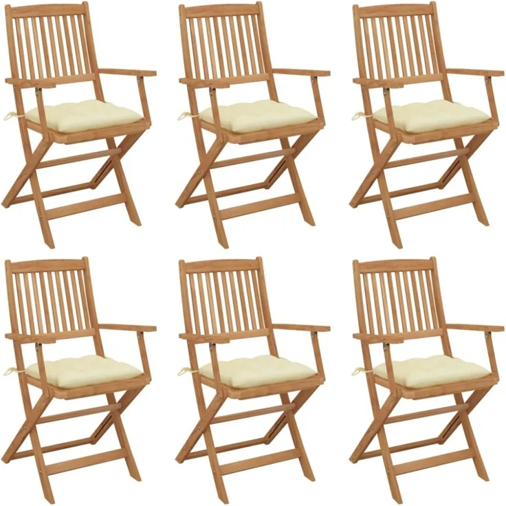vidaXL Klappbare Gartenstühle 6 Stk. mit Kissen Massivholz Akazie 3074957