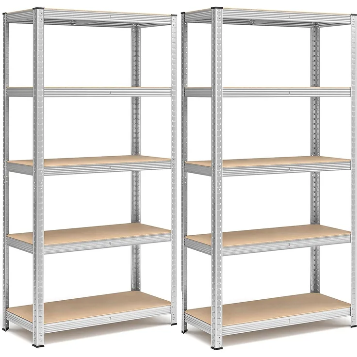 5-stöckiges Lagerregal, 2er-Set, 180 x 90 x 40 cm, max. Belastung 875 kg (175 kg pro Ebene), Regaleinheiten, verstellbar