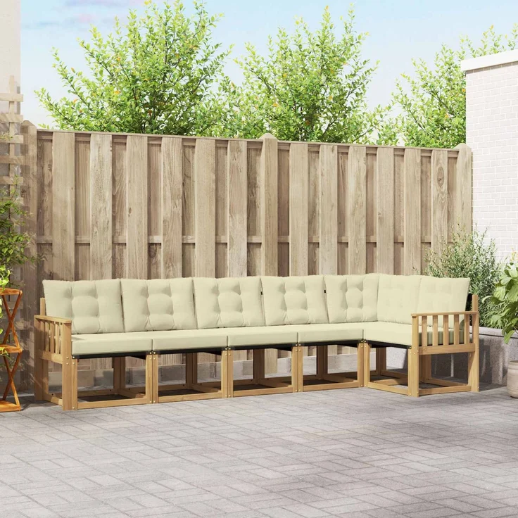 vidaXL Outdoor-Sofagarnitur 6 stk. 6-Sitzer Weiß und Creme 3389520 – Bild 1