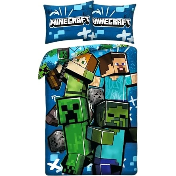 Minecraft Bettwäsche Set aus Mikrofaser Bettdeckenbezug 140 × 200 cm mit 70 × 90 cm Kissenbezug – Bild 2