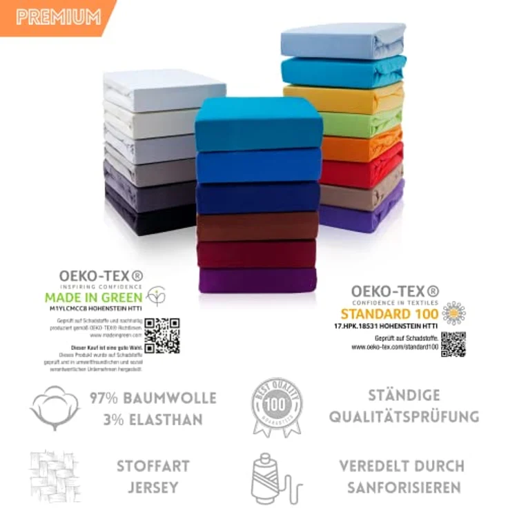Hometex Premium Textiles Spannbettlaken Premium Boxspringbett Spannbetttuch ideal für Wasserbett und Matratzen, Jersey, Gummizug: Rundumgummizug, Spannbettlaken Premium Qualität 190 g/m², Gekämmte Baumwolle – Bild 4