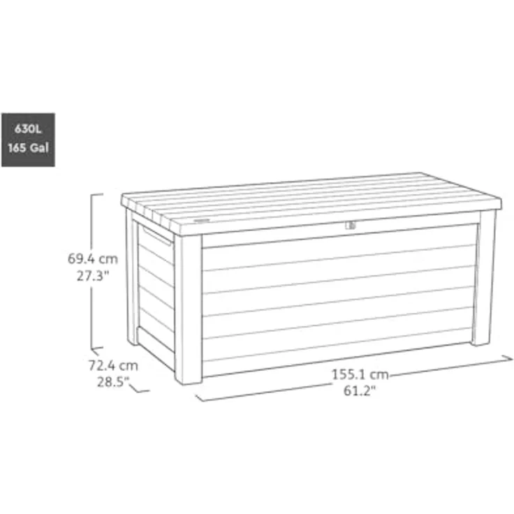 Keter Gartenbox "NORTHWOOD" 623L 157x72x69cm Deckel bis 270kg belastbar, abschließbar – Bild 5
