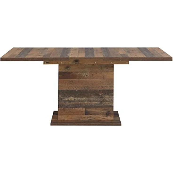 Forte Clif Esstisch ausziehbar, Holzwerkstoff, Old-Wood Vintage 160-200 x 76,6 x 90 cm & Clif Kommode mit 3 Türen und 2 Schubkästen, Dunkelgrau, 156,4 x 86,3 x 41,6 cm – Bild 5