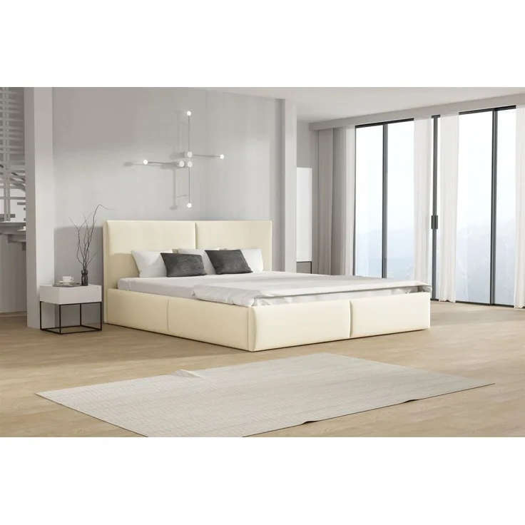 Polsterbett Doppelbett BERGEN 120x200cm Stoff Magic Velvet Creme
