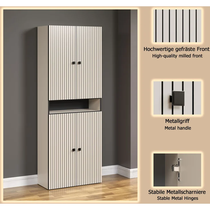 Badezimmer Hochschrank Bliss in Evoke Eiche und grau 70 x 186 cm – Bild 7