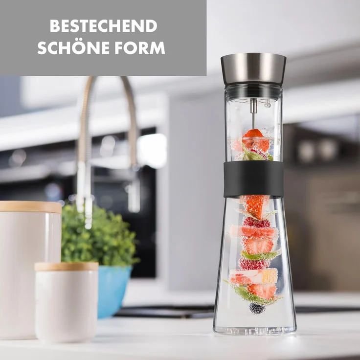 Glaswerk Sile Karaffe 1 Liter Borosilikatglas Fruchtspieß mit Stopper Transparent – Bild 4