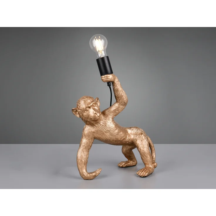 Tischleuchte, gold, Affe, E27, Schnurschalter, H 35,5 cm – Bild 3