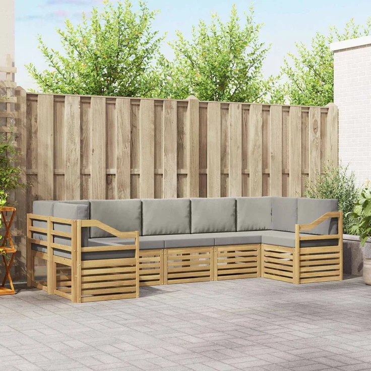 vidaXL Outdoor-Sofagarnitur 7 stk. 7-Sitzer Weiß und Hellgrau 3392451 – Bild 1