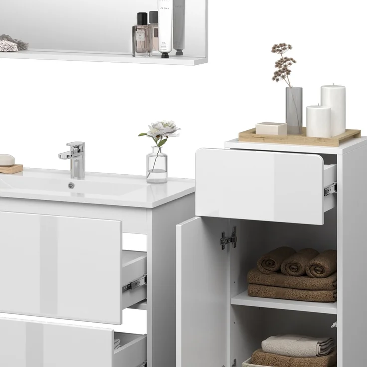Badmöbel-Set Izan Weiß 4-teilig Vicco – Bild 5