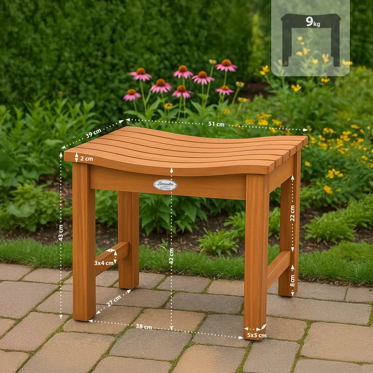 CLP Hocker Bibury Teakholz Sitzhocker Fußhocker wetterfest für Garten und Terrasse,teak – Bild 2